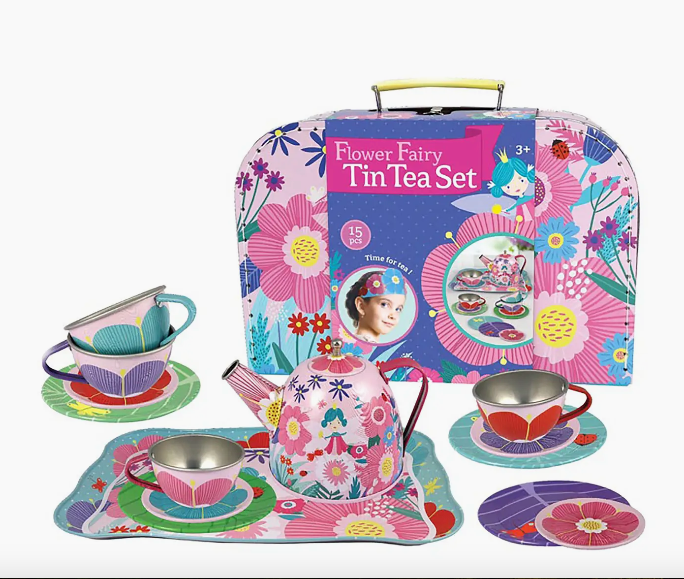 Childrens metal tea set on sale