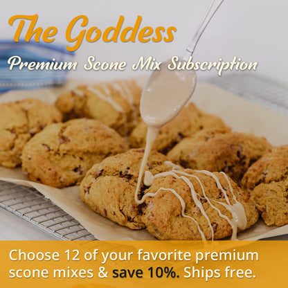 The Goddess Premium Scone Mix Subscription. Choose 12 of your favorite premium scone mixes and save 10%. Ships free.