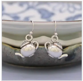 Royal Silver Tea Pot Earrings